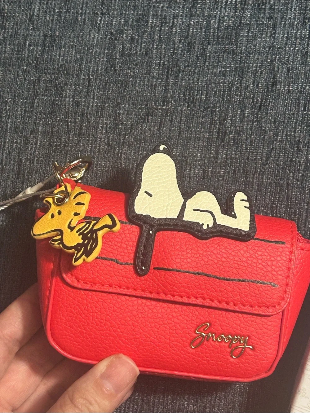 Skechers Red Snoopy Pouch with Glitter Clip-On Charm